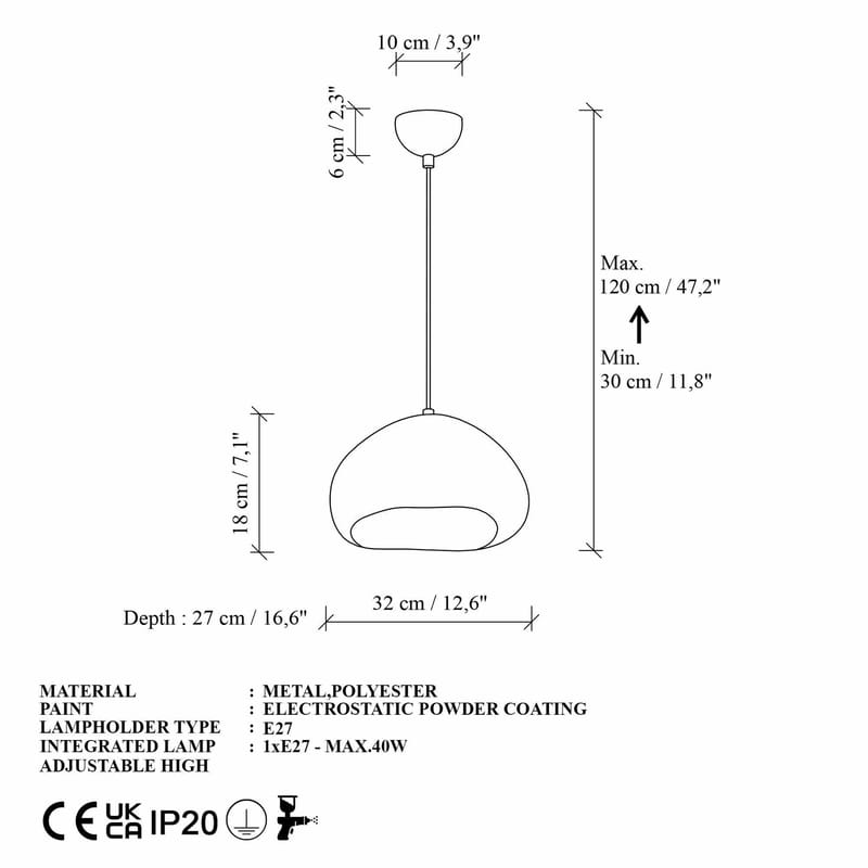 Cadros Pendellampa - Vit - Belysning - Inomhusbelysning & lampor - Taklampor & takbelysning - Kristallkrona & takkrona