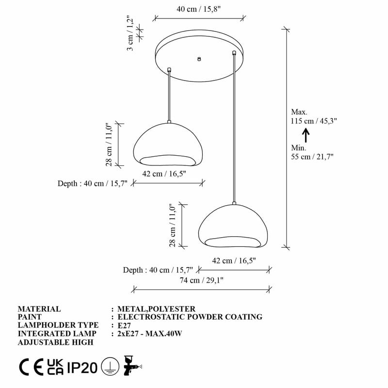 Cadros Pendellampa - Vit - Belysning - Inomhusbelysning & lampor - Taklampor & takbelysning - Kristallkrona & takkrona