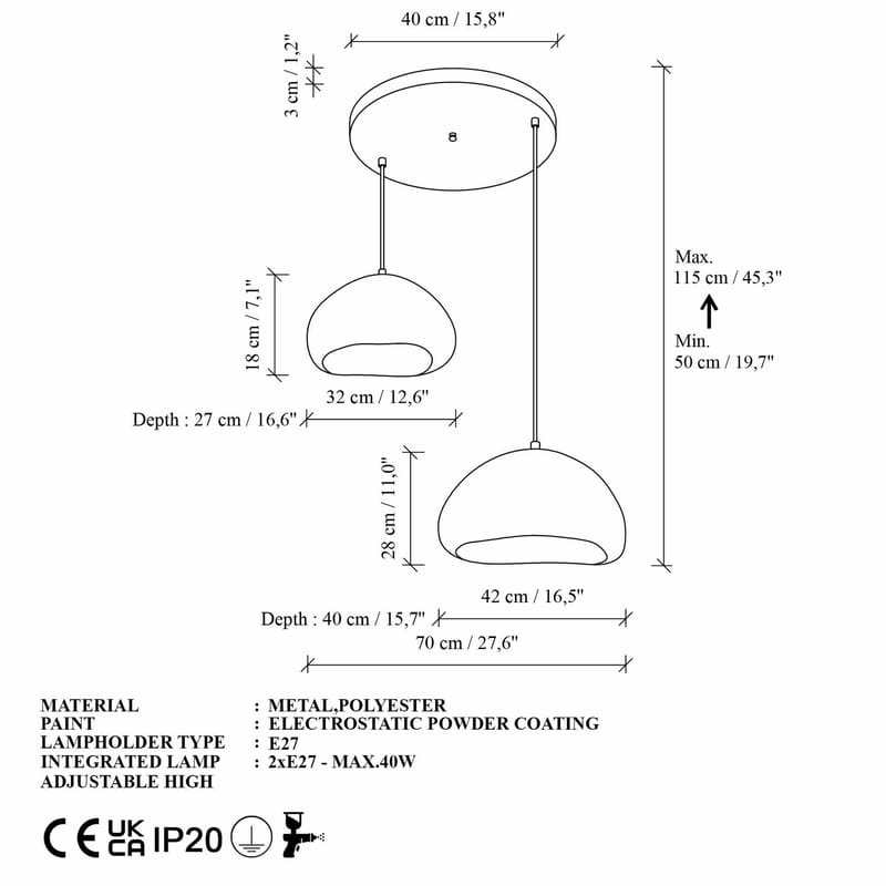 Cadros Pendellampa - Vit - Belysning - Inomhusbelysning & lampor - Taklampor & takbelysning - Kristallkrona & takkrona