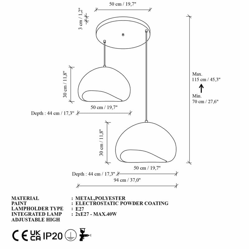 Cadros Pendellampa - Vit - Belysning - Inomhusbelysning & lampor - Taklampor & takbelysning - Kristallkrona & takkrona