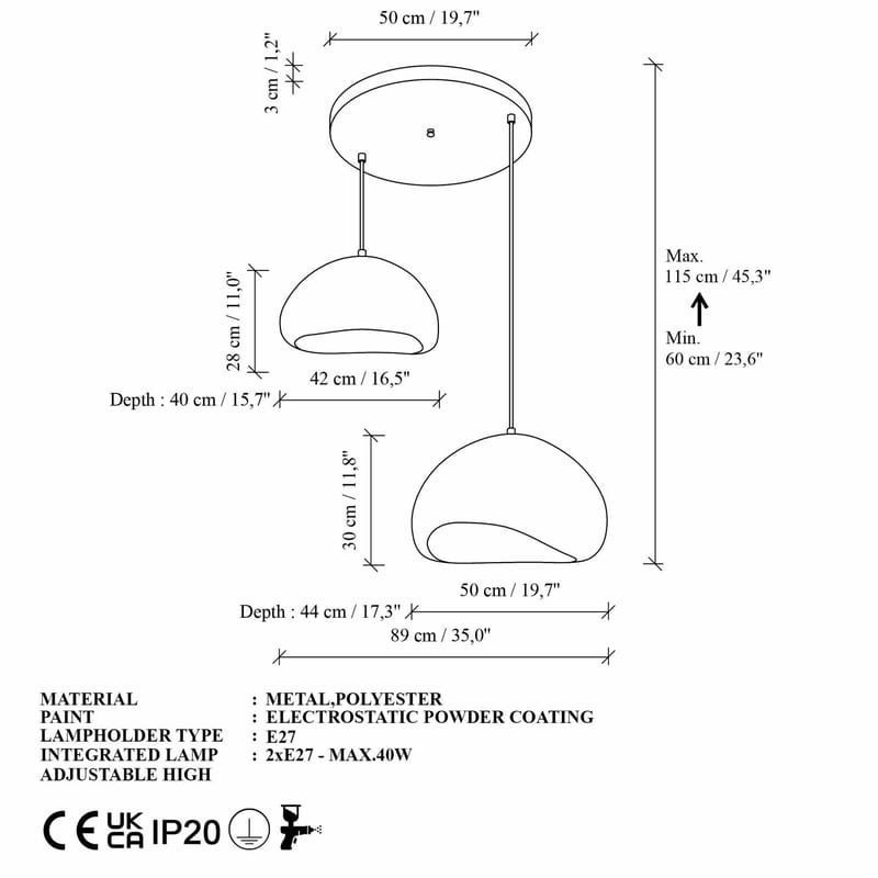 Cadros Pendellampa - Vit - Belysning - Inomhusbelysning & lampor - Taklampor & takbelysning - Kristallkrona & takkrona
