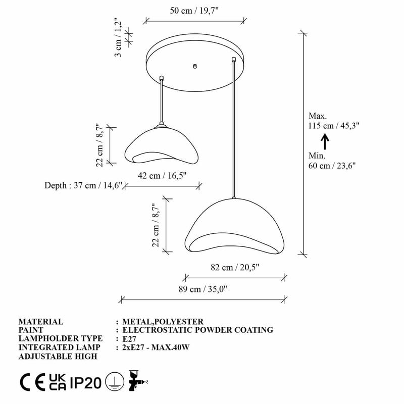 Dasina Pendellampa - Vit - Belysning - Inomhusbelysning & lampor - Taklampor & takbelysning - Kristallkrona & takkrona
