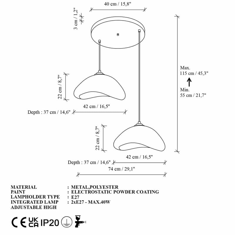 Dasina Pendellampa - Vit - Belysning - Inomhusbelysning & lampor - Taklampor & takbelysning - Kristallkrona & takkrona