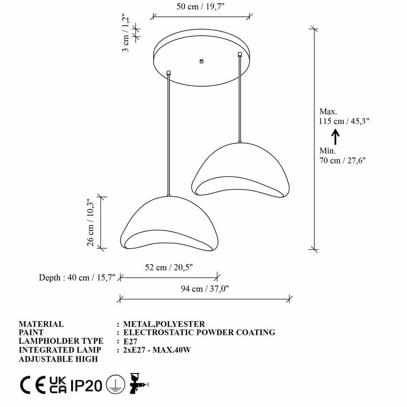 Dasina Pendellampa - Vit - Belysning - Inomhusbelysning & lampor - Taklampor & takbelysning - Kristallkrona & takkrona