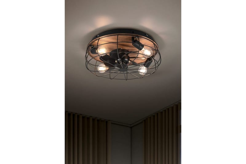 Fläkt TRIO Trondheim Mattsvart/trä - Mattsvart/trä - Belysning - Inomhusbelysning & lampor - Taklampor & takbelysning - Plafond