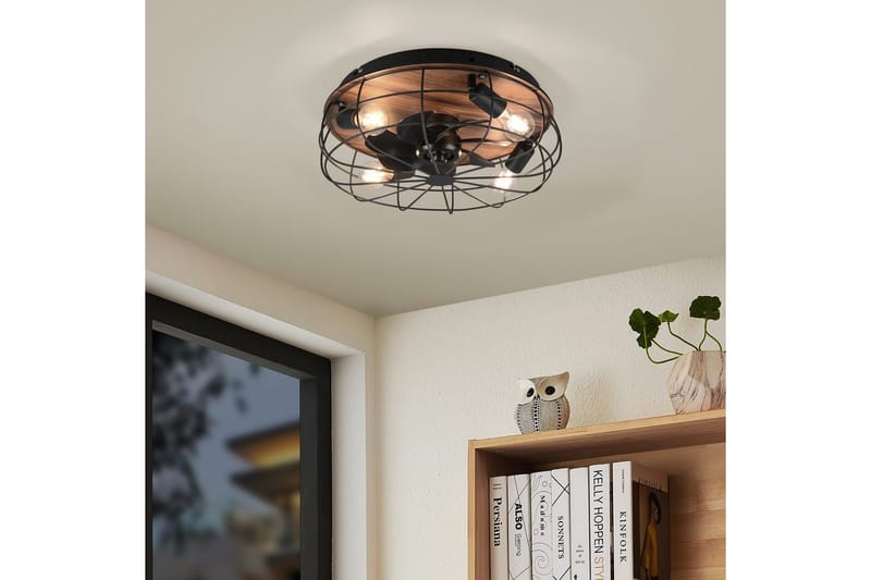 Fläkt TRIO Trondheim Mattsvart/trä - Mattsvart/trä - Belysning - Inomhusbelysning & lampor - Taklampor & takbelysning - Plafond