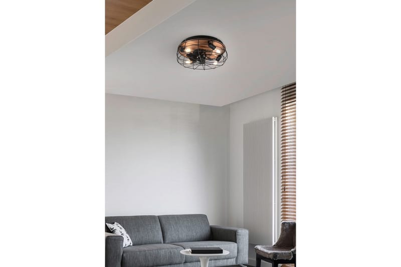 Fläkt TRIO Trondheim Mattsvart/trä - Mattsvart/trä - Belysning - Inomhusbelysning & lampor - Taklampor & takbelysning - Plafond