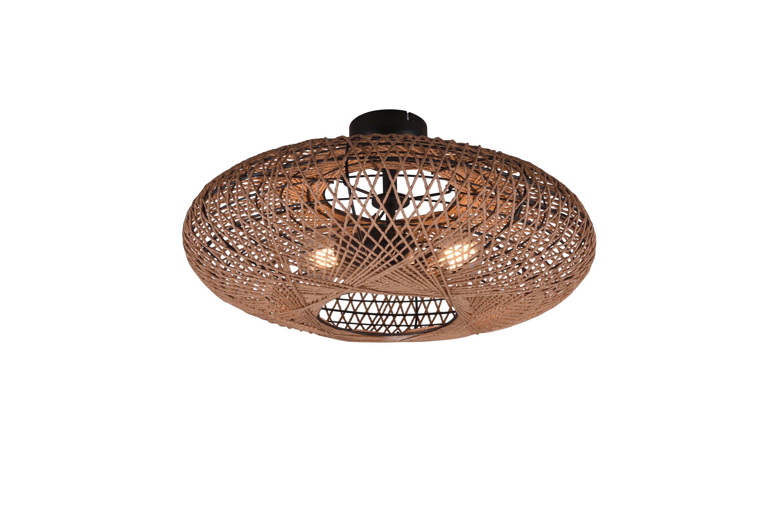HEDDA Plafond 2L E27 mattsvart/ sisal - Matt svart/Sisal