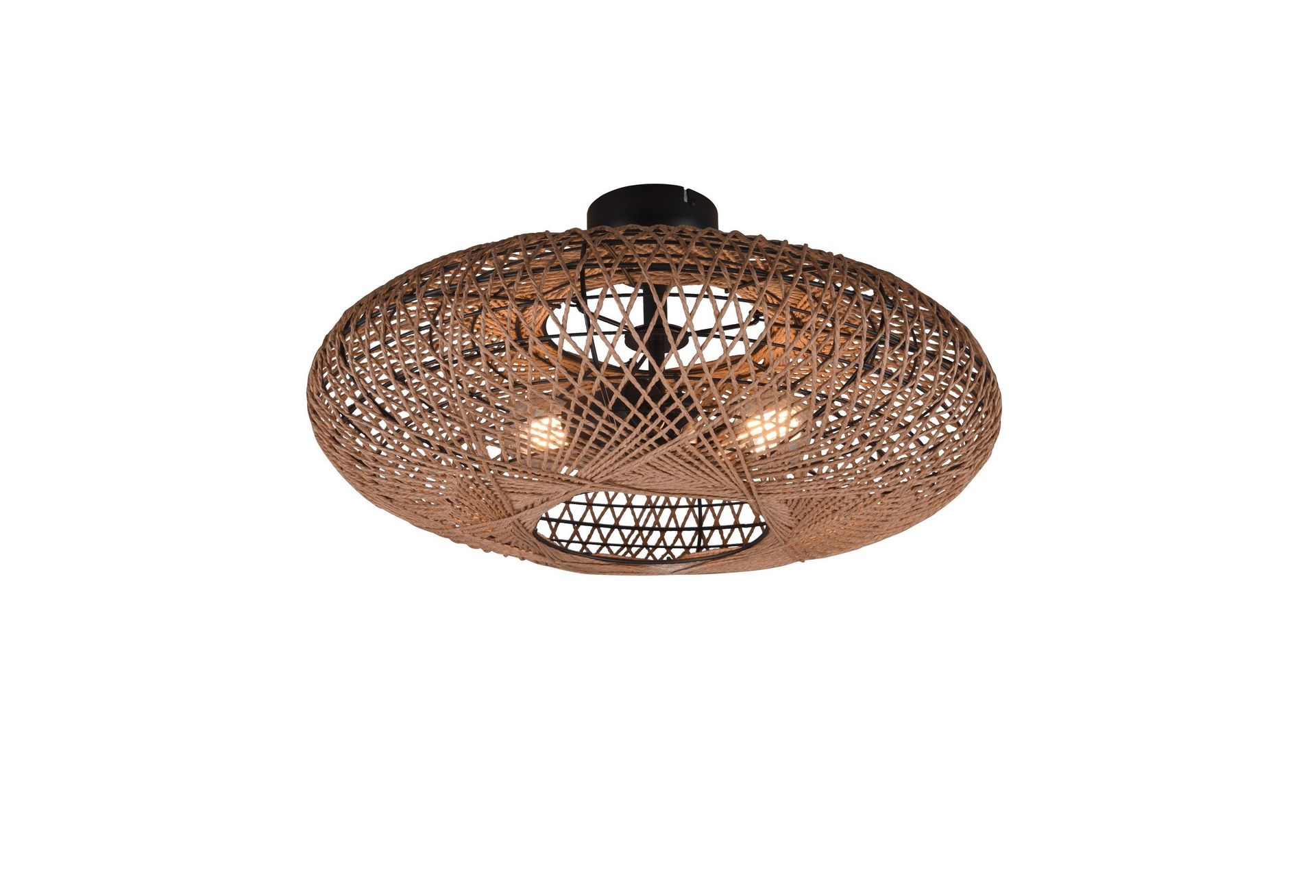 Hedda Plafond 2L E27 mattsvart/ sisal - Matt svart/Sisal