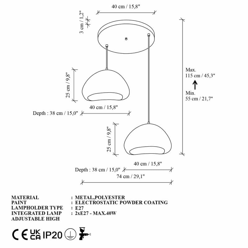 Kaolins Pendellampa - Vit - Belysning - Inomhusbelysning & lampor - Taklampor & takbelysning - Kristallkrona & takkrona