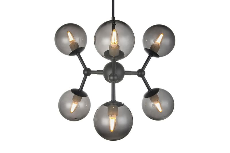 ATOM Chandelier 6L G9 sort/smoke glas - Fönsterlampa hängande - Kökslampa & pendellampa - Sovrumslampa