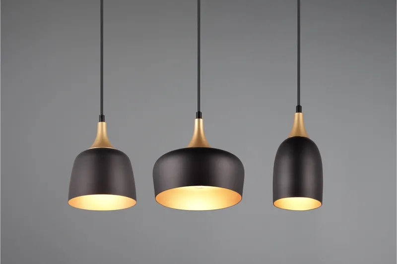 Chiraz Taklampa 3L E27 mattsvart/ mattmässing - Matt svart/Matt mässing - Belysning - Inomhusbelysning & lampor - Taklampor & takbelysning - Kökslampa & pendellampa