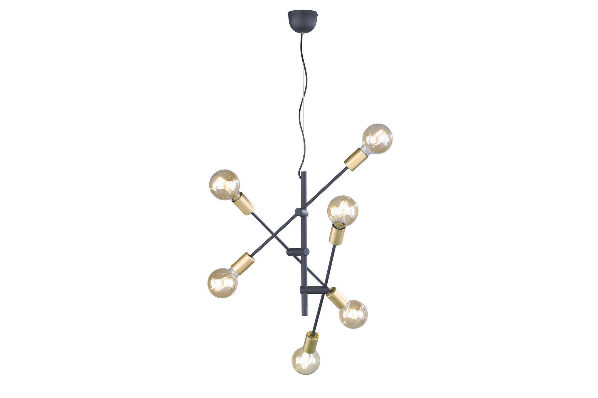 Cross Taklampa 6L E27 mattsvart/ guld - Matt svart/Guld