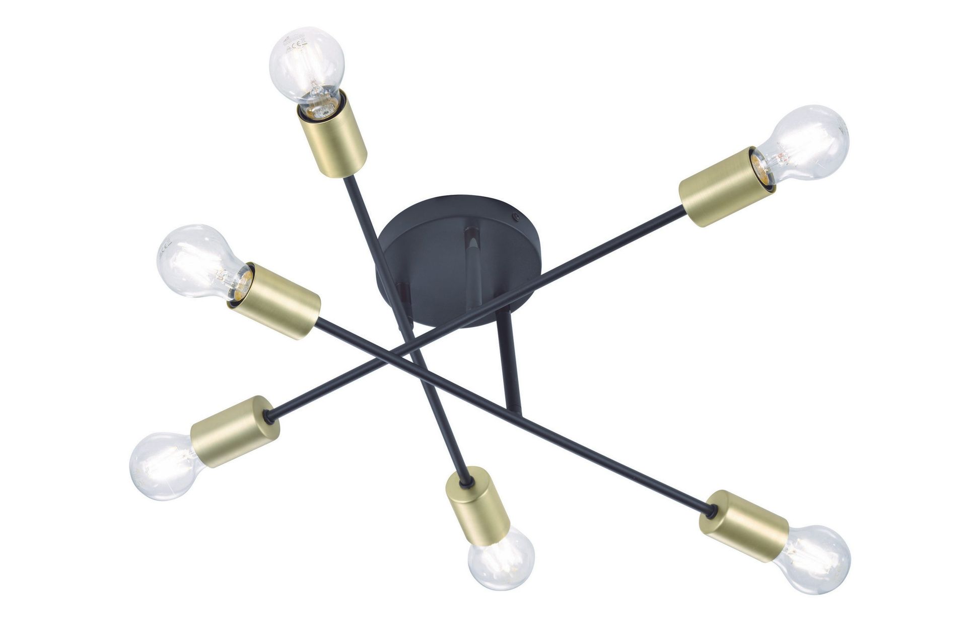 Cross Plafond 6L E27 mattsvart/ guld - Matt svart/Guld