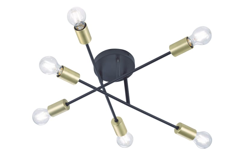 Cross Plafond 6L E27 mattsvart/ guld, Matt svart/Guld