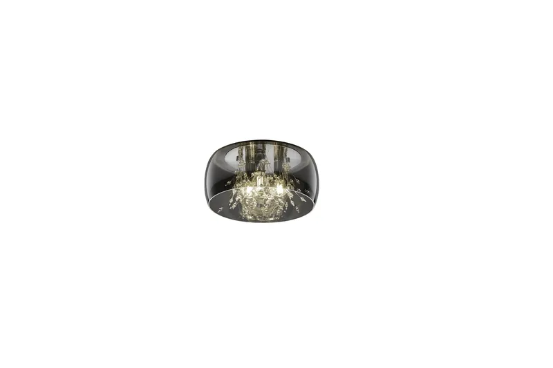 Crystel Plafond 35 cm 3xE14 krom/ rökglas, Krom/Rökglas