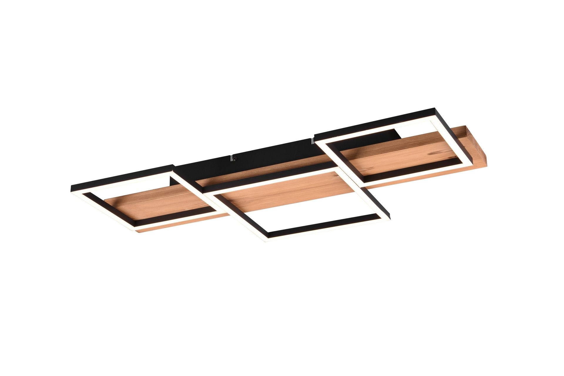 Harper LED Plafond 65 cm mattsvart/ trä - Trä