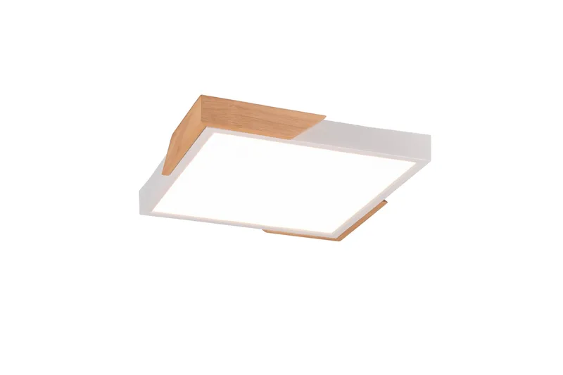 Meta LED Plafond mattvit/ trä, Matt vit/Trä