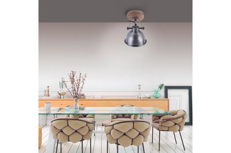 SAMIA vägg- o taklampa, järn 15x21,5 cm - Grå/Natur - Belysning - Inomhusbelysning & lampor - Taklampor & takbelysning - Kökslampa & pendellampa