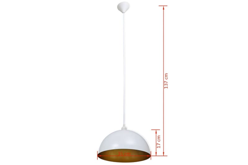 Taklampa 2 st höjdjusterbar halvrund vit - Vit - Belysning - Inomhusbelysning & lampor - Taklampor & takbelysning - Kökslampa & pendellampa