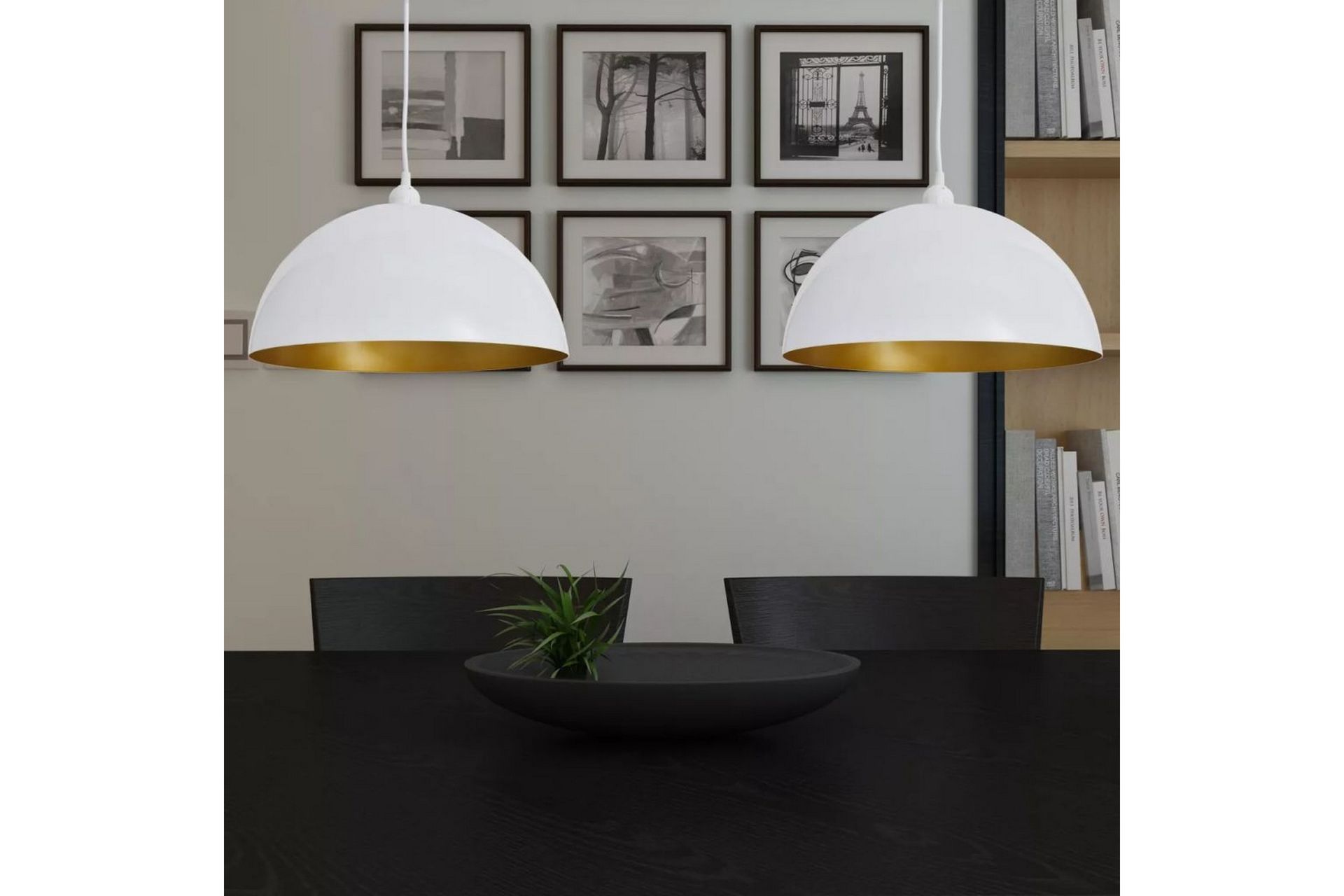 Taklampa 2 st höjdjusterbar halvrund vit - Vit - Belysning - Inomhusbelysning & lampor - Taklampor & takbelysning - Kökslampa & pendellampa
