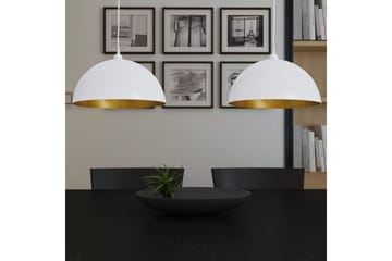 Taklampa 2 st höjdjusterbar halvrund vit - Vit - Belysning - Inomhusbelysning & lampor - Taklampor & takbelysning - Kökslampa & pendellampa
