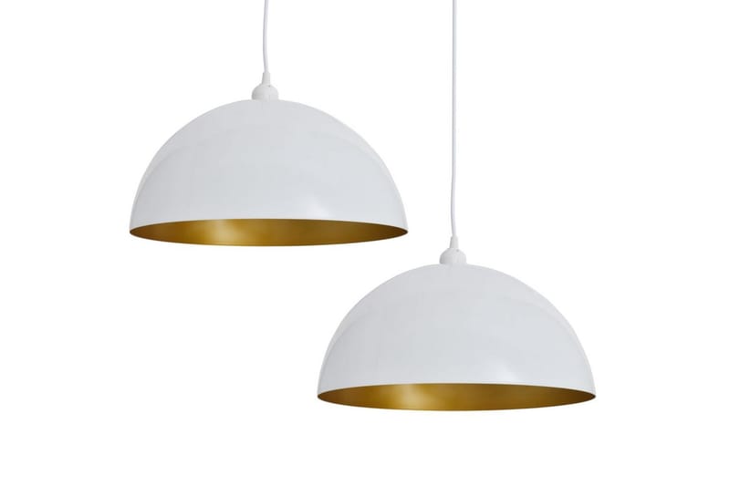 Taklampa 2 st höjdjusterbar halvrund vit - Vit - Belysning - Inomhusbelysning & lampor - Taklampor & takbelysning - Kökslampa & pendellampa