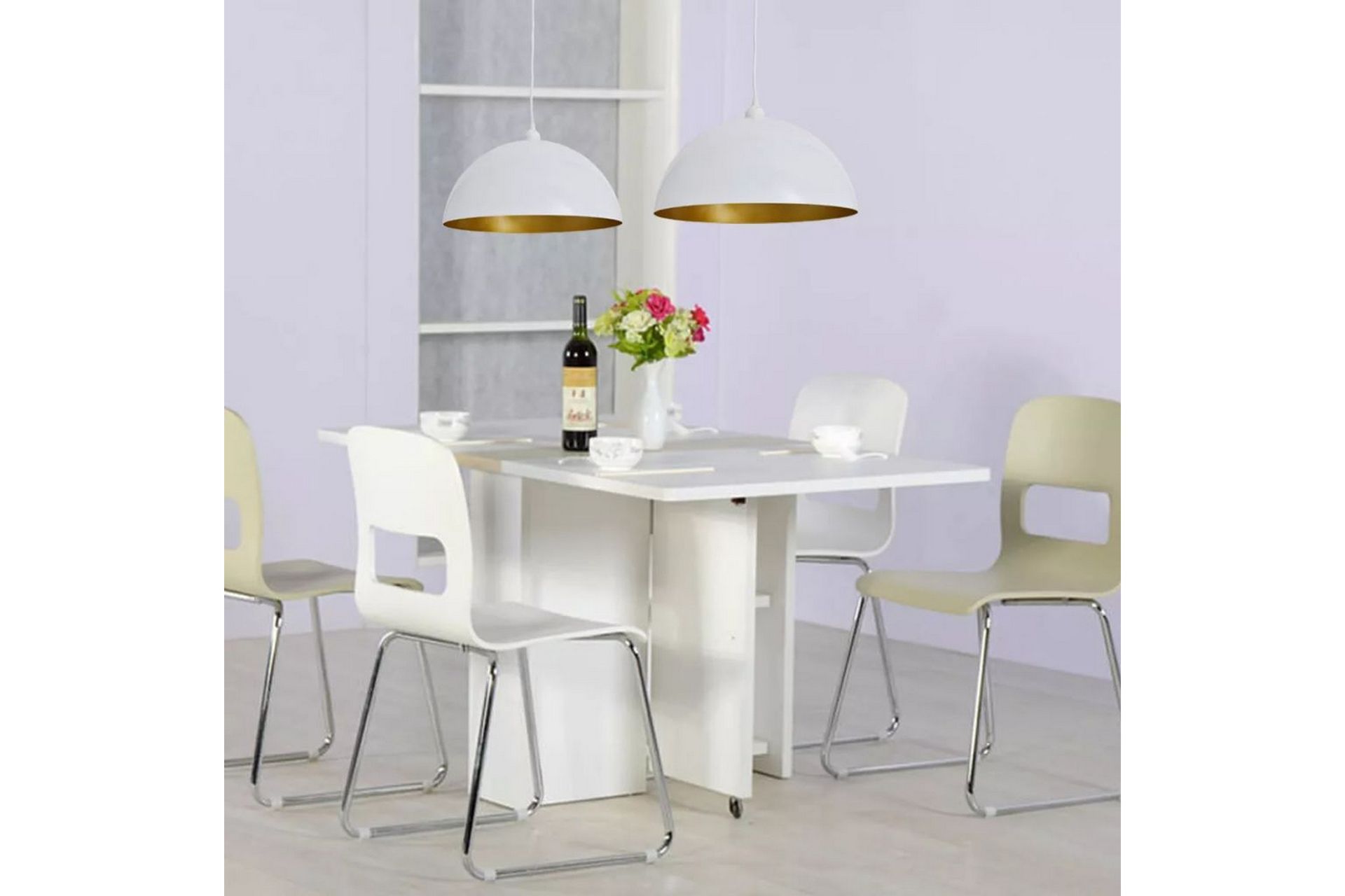 Taklampa 2 st höjdjusterbar halvrund vit - Vit - Belysning - Inomhusbelysning & lampor - Taklampor & takbelysning - Kökslampa & pendellampa