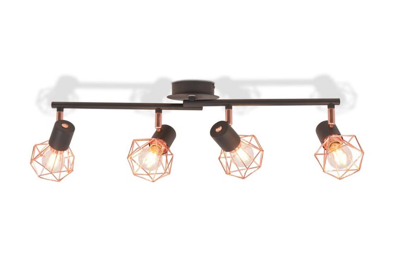 Taklampa med 4 spotlights E14 svart och koppar - Svart - Belysning - Inomhusbelysning & lampor - Taklampor & takbelysning - Kökslampa & pendellampa