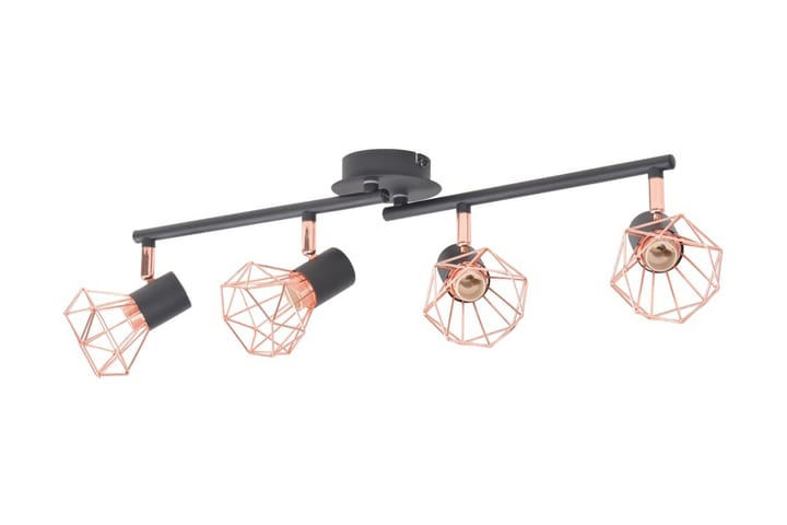 Taklampa med 4 spotlights E14 svart och koppar - Svart - Fönsterlampa hängande - Kökslampa & pendellampa - Sovrumslampa