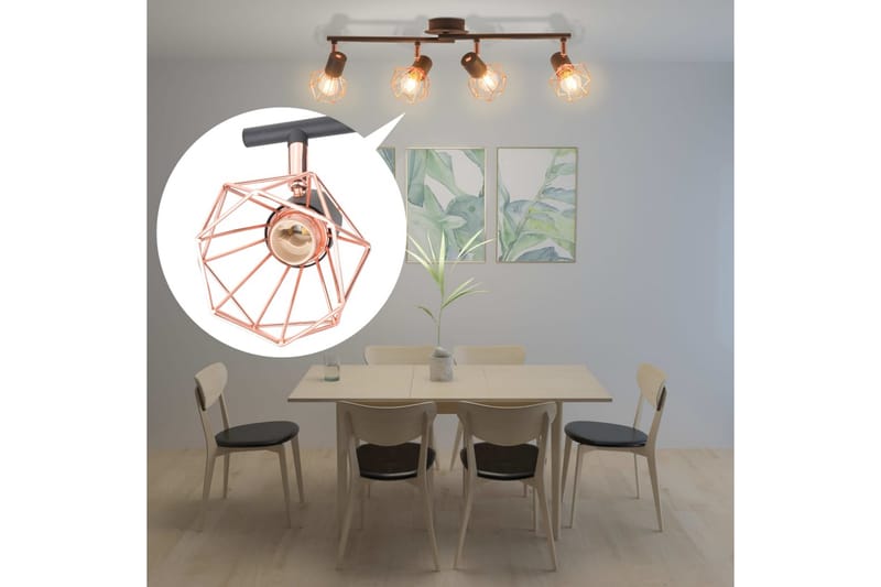 Taklampa med 4 spotlights E14 svart och koppar - Svart - Belysning - Inomhusbelysning & lampor - Taklampor & takbelysning - Kökslampa & pendellampa