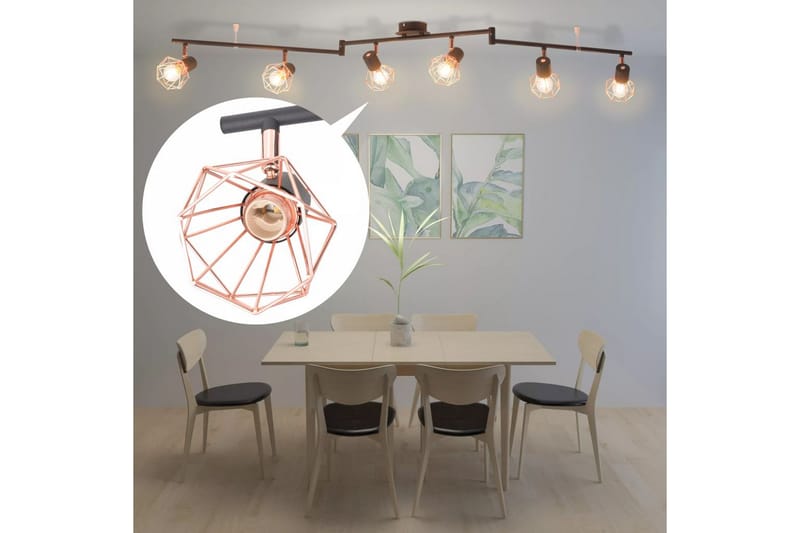 Taklampa med 6 spotlights E14 svart och koppar - Svart - Kökslampa & pendellampa - Sovrumslampa - Fönsterlampa hängande