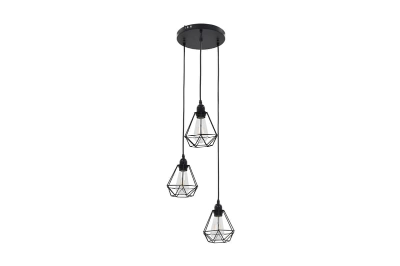 Taklampa med diamantdesign svart 3xE27-lampa - Svart - Fönsterlampa hängande - Kökslampa & pendellampa - Sovrumslampa