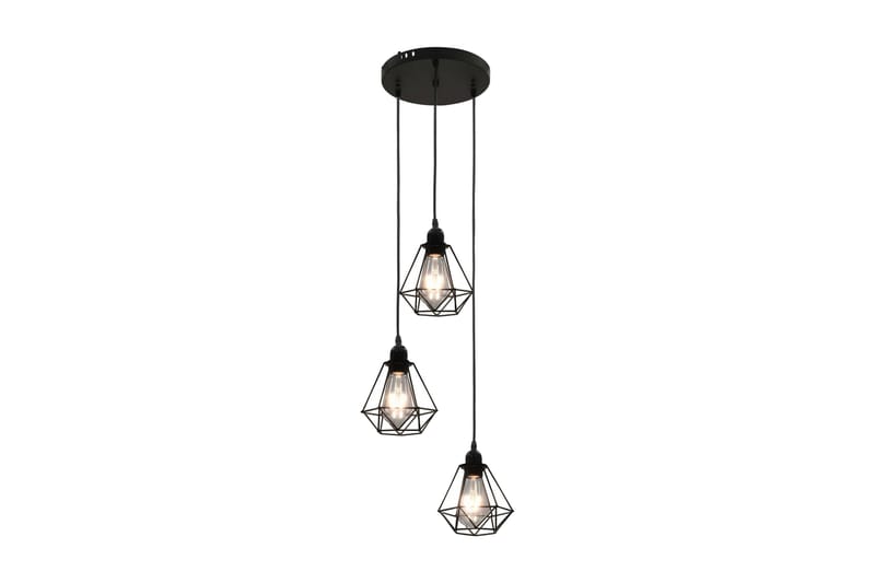 Taklampa med diamantdesign svart 3xE27-lampa - Svart - Kökslampa & pendellampa - Sovrumslampa - Fönsterlampa hängande