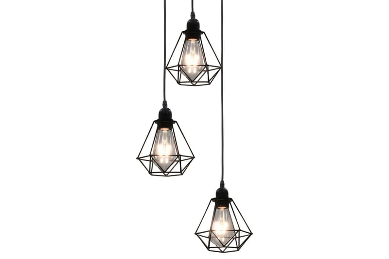 Taklampa med diamantdesign svart 3xE27-lampa - Svart - Kökslampa & pendellampa - Sovrumslampa - Fönsterlampa hängande