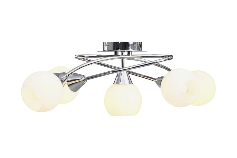 Taklampa med keramikskärmar för 5 E14-lampor vit klot - Vit - Kökslampa & pendellampa - Sovrumslampa - Fönsterlampa hängande