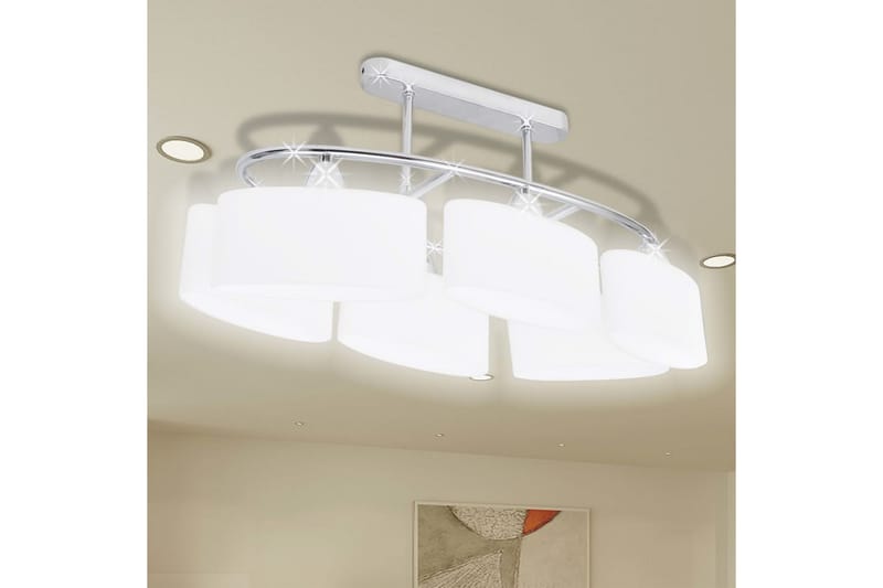 Taklampa med ovala glasskärmar 2 st E14 - Vit - Belysning - Inomhusbelysning & lampor - Taklampor & takbelysning - Kökslampa & pendellampa