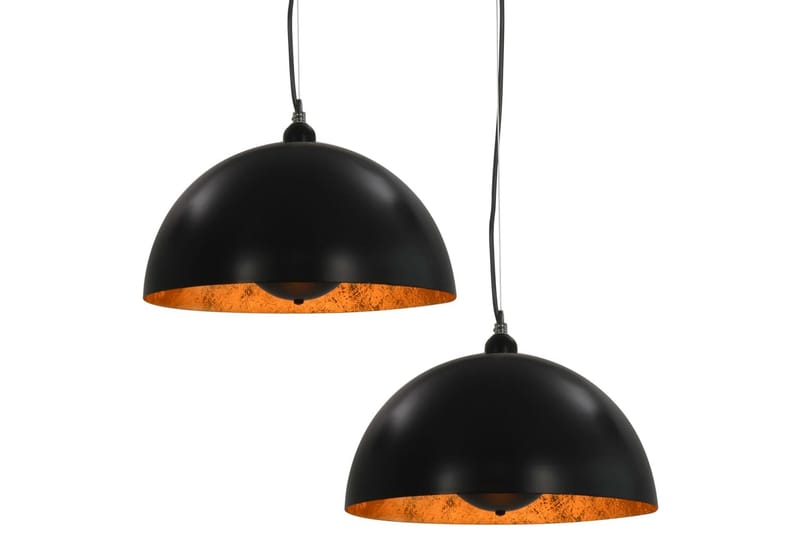Taklampor 2 st svart och guld halvrund 40 cm E27 - Svart - Belysning - Inomhusbelysning & lampor - Taklampor & takbelysning - Kökslampa & pendellampa