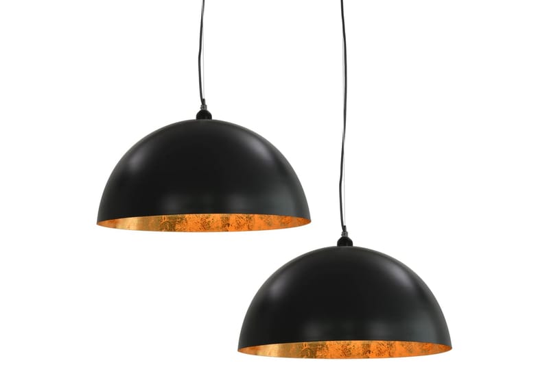 Taklampor 2 st svart och guld halvrunda 50 cm E27 - Svart - Belysning - Inomhusbelysning & lampor - Taklampor & takbelysning - Kökslampa & pendellampa