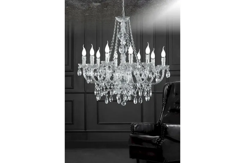 Luster Ljuskrona 10L E14 transparent - Transparent - Belysning - Inomhusbelysning & lampor - Taklampor & takbelysning - Kristallkrona & takkrona