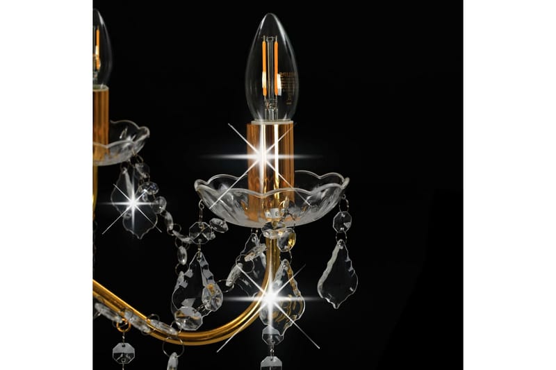 Takkrona med kristallpärlor guld rund 6xE14 - Guld - Sovrumslampa - Kristallkrona & takkrona