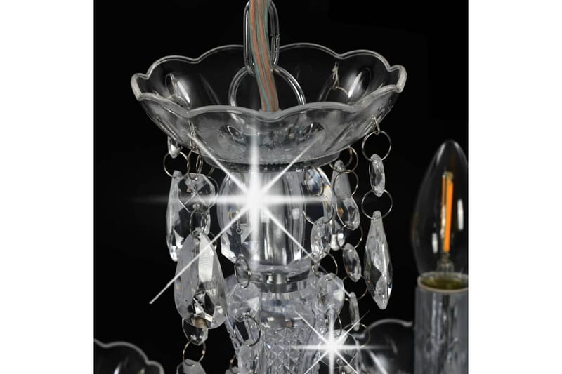 Takkrona med kristallpärlor silver rund 5xE14 - Silver - Sovrumslampa - Kristallkrona & takkrona
