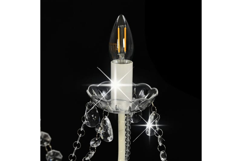 Takkrona med pärlor vit 8xE14-glödlampor - Vit - Sovrumslampa - Kristallkrona & takkrona