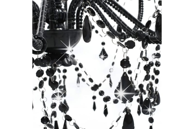 Takkrona med pärlor svart 8xE14-glödlampor - Svart - Sovrumslampa - Kristallkrona & takkrona