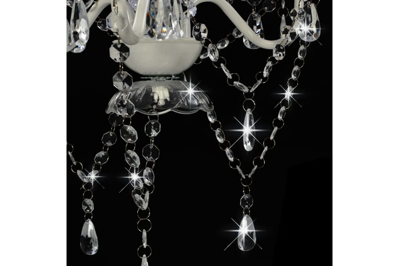 Takkrona med pärlor vit rund 3xE14 - Vit - Sovrumslampa - Kristallkrona & takkrona