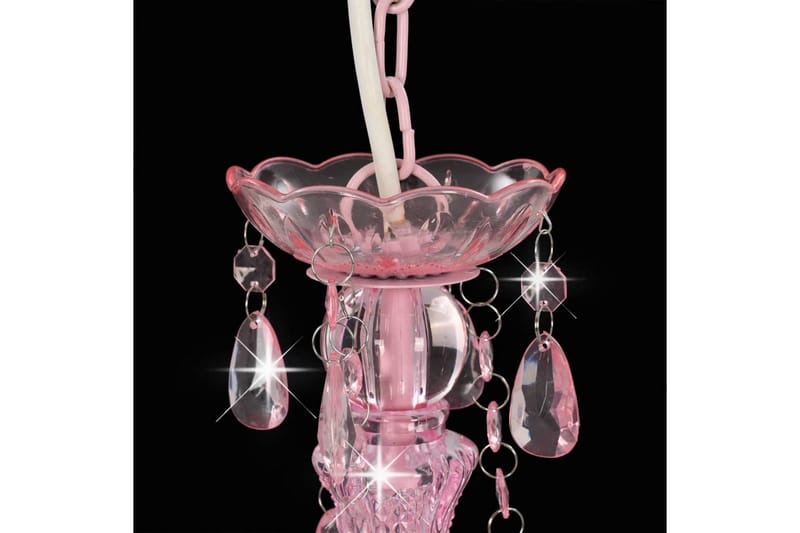 Takkrona med pärlor rosa rund 3xE14 - Rosa - Sovrumslampa - Kristallkrona & takkrona