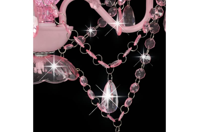 Takkrona med pärlor rosa rund 3xE14 - Rosa - Sovrumslampa - Kristallkrona & takkrona