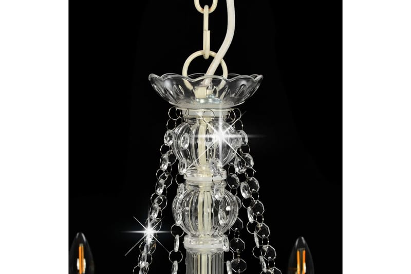 Takkrona med pärlor vit 8xE14-glödlampor - Vit - Sovrumslampa - Kristallkrona & takkrona