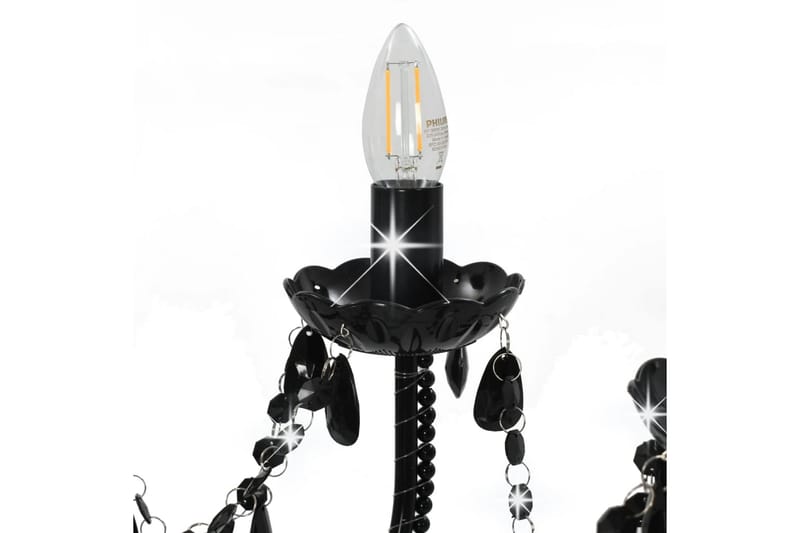 Takkrona med pärlor svart 12xE14-glödlampor - Svart - Sovrumslampa - Kristallkrona & takkrona