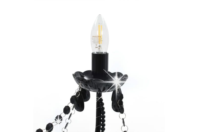 Takkrona med pärlor svart 8xE14-glödlampor - Svart - Sovrumslampa - Kristallkrona & takkrona
